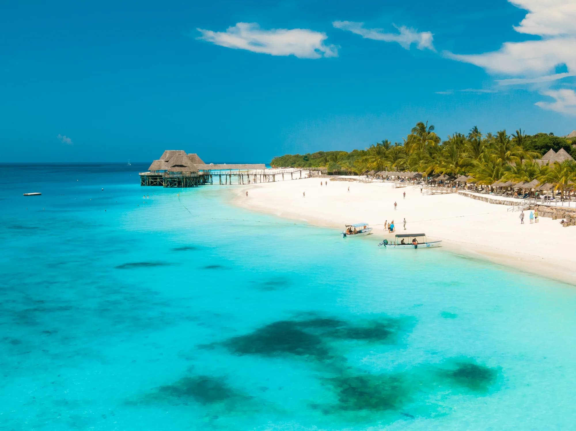 White sand and turquoise water in Zanzibar