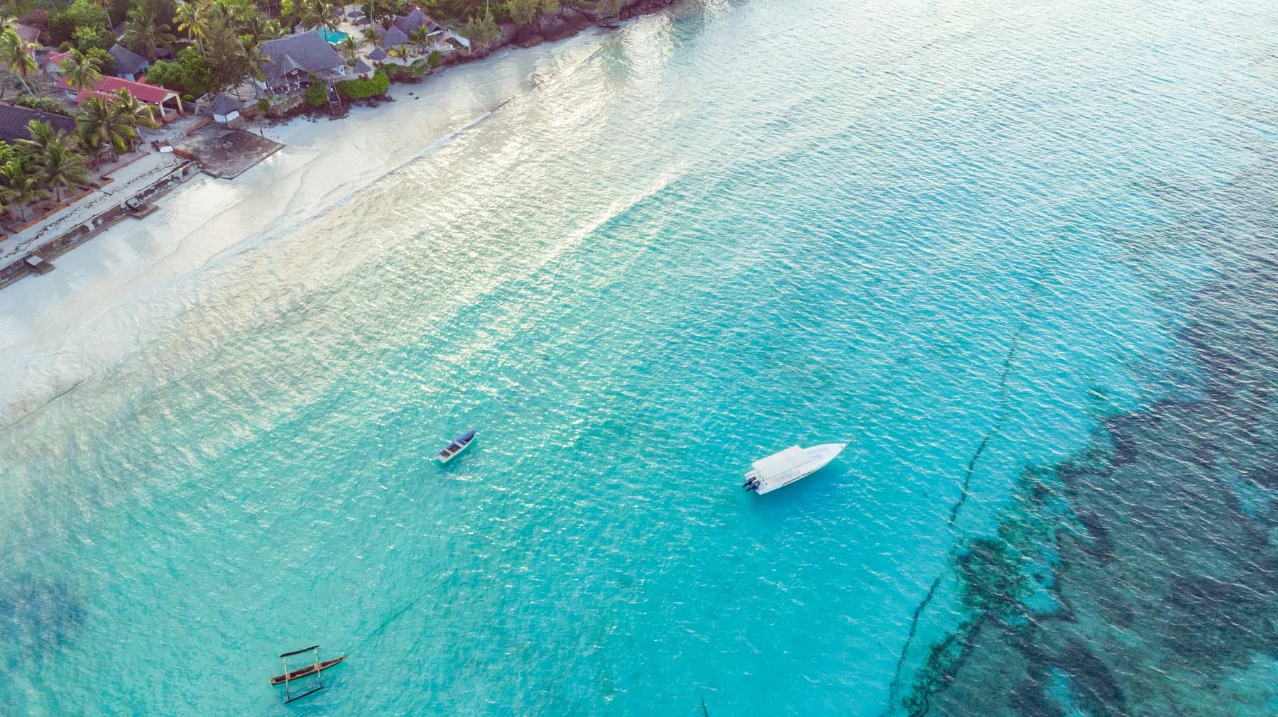 Turquoise water and a boat off Zanzibar